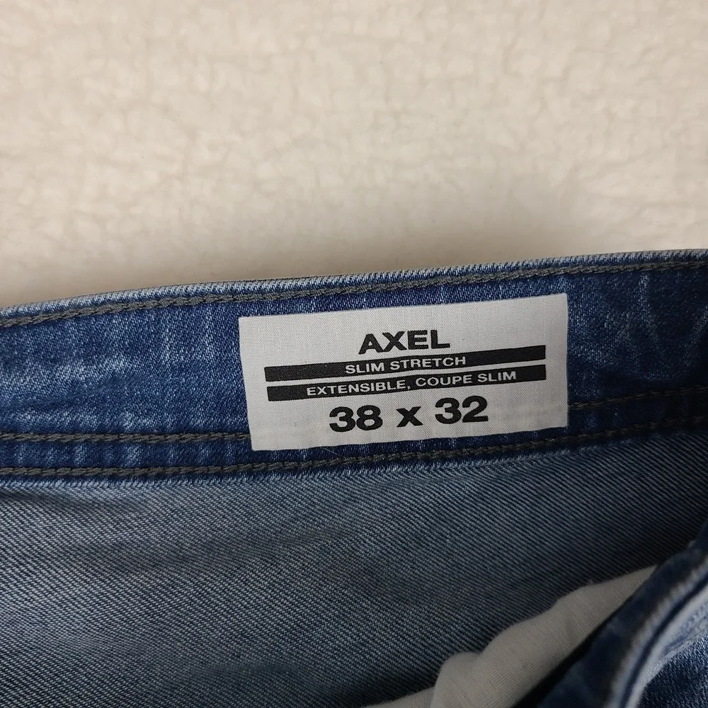 Buffalo David Bitton Jeans Mens 38x32 Blue Axel Slim Stretch Medium Wash Denim *